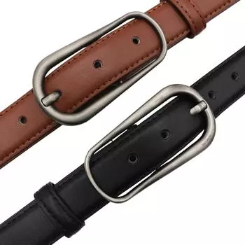 Ремень женский кожаный простой повседневный женский ремень в стиле Ins, джинсы из коровьей кожи с трендом чёрный