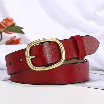 Ремень женский кожаный с пряжкой-пряжкой ретро ремень из коровьей кожи женский модный тренд повседневный ремень для брюк 100cm красный