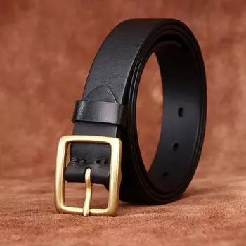 Ремень женский, минималистичный, модный, универсальный, из латуни, с пряжкой, из глянцевой кожи, из натуральной яловой кожи, повседневный джинсовый ремень 90cm