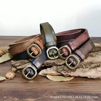 Ремень женский ретро персонализированный кожаный узкий пряжка модный корейский дикий женский узкий тонкий ремень