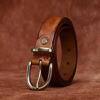 Ремень женский широкий ретро состаренная плиссированная кожа пряжка первый слой коровья кожа повседневный джинсовый ремень