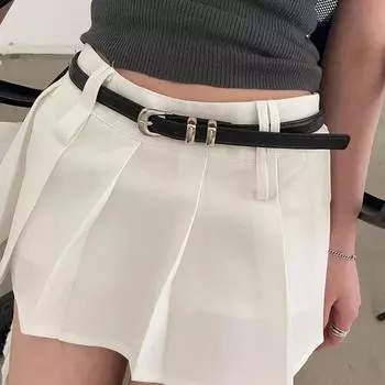 Ремень женский, сто с джинсовым ремнем, женский простой корейский вариант, черный модный брючный ремень The Senior Sense of Ins Wind 102cm