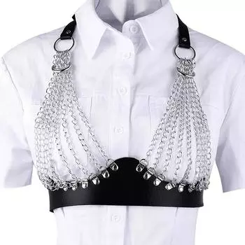 Ремень женский уличный стиль корсет цепь кисточки ремень регулируемый повседневный дикий декоративный ремень готическая одежда аксессуары 75-103cm