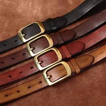 Ремень женский винтажный матовый состаренный плиссированный мытый натуральный кожаный первый слой коровьей кожи модный универсальный женский джинсовый ремень 90cm