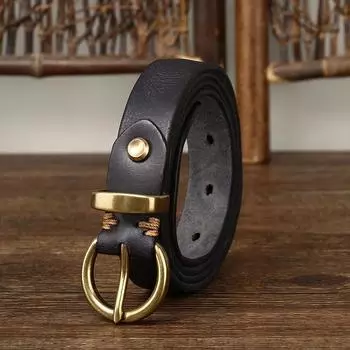 Ремень женский винтажный мятый модный универсальный пряжка из натуральной кожи из чистой коровьей кожи повседневный тонкий джинсовый ремень