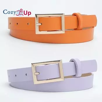 Ремень женский золотистый с квадратной пряжкой, украшение цвета конфеты, простой и универсальный мягкий ремень из искусственной кожи для джинсов 105x2.2cm чёрный