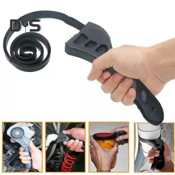 Ременной ключ, регулируемый резиновый ленточный ключ, открывалка для масляного фильтра, кран для раковины, сантехнический ключ, инструмент для труднодоступных мест чёрный