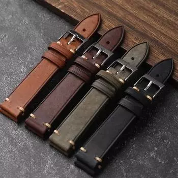Ремешки для часов ручной работы из натуральной кожи 18 мм, 19 мм, 20 мм, 21 мм, 22 мм, мужской винтажный матовый браслет для часов высокого качества 18mm