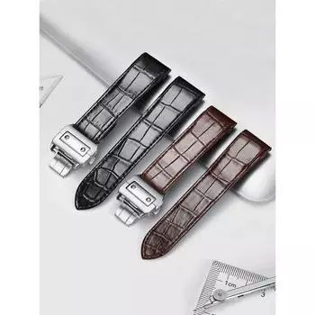 Ремешки для часов с пряжкой-бабочкой из нержавеющей стали для Cartier Santos 20 мм 23 мм, водонепроницаемый ремешок для часов из натуральной кожи с защитой от пота