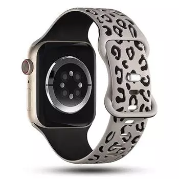 Ремешки с гравировкой леопарда для Apple Watch Band 45 мм 44 мм 49 мм 41 мм 46 40 мм Correa Bracelet Iwatch Series 10 9 8 7 SE 6 5 3 Ultra 2 42mm 44mm 45mm 49mm чёрный