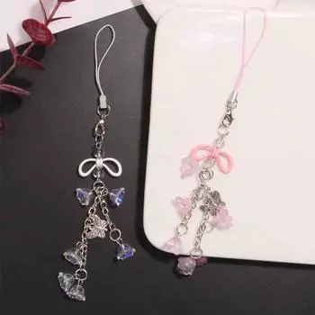 Ремешки телефон шнурок бабочка телефон цепочка мода Y2K телефон кулон CCD кулон transparent flower