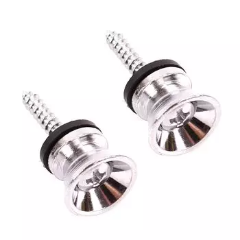 Ремешковые пуговицы Подходят для электробаса и других гитар с базовым ремешком Хром или Серебро, Гитара/Акустическая гитара, пуговицы, (Набор 2)