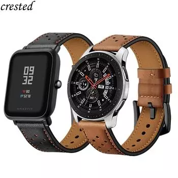 Ремешок 20/22 мм для Galaxy Watch 6 5 4 Classic 46 мм/42/Active Samsung Gear S3/спортивный ремешок из натуральной кожи Huawei Watch GT S 3 2 46