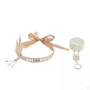 Ремешок 20 футов, повязка на голову со стразами и бисером, винтажный женский головной убор в стиле ретро, костюм, золотой, as