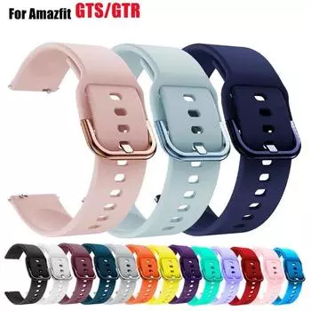 Ремешок 20 мм/22 мм для Amazfit GTS/2/2e/3/4 GTS2 Mini/GTR 4/3/Pro/47 мм/GTR2/2e/stratos 2/3, силиконовый браслет Amazfit bip, ремешок для часов