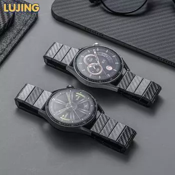 Ремешок 20 мм 22 мм для часов Samsung Galaxy watch 5 Pro/6/4/classic 46 мм Active 2 40 мм 44 мм Браслет из углеродного волокна Huawei GT/2e/3/Pro Amazfit GTS 2 Группа Xiaomi 20mm watch band чёрный
