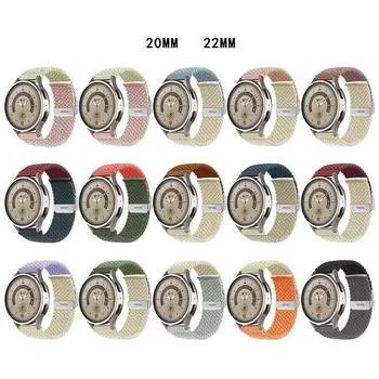 Ремешок 22 мм/20 мм для Samsung Galaxy Watch 4 5 Pro Active 2 Gear S3, плетеный браслет-петля Solo Correa Huawei Watch GT 2 3 Band 20mm watch band розовый/звезда