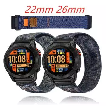 Ремешок 22 мм 26 мм для Garmin Enduro 3 2 Tactix 7 Pro Fenix 8 E 7x 6 5 Plus 3 HR Epix Pro G1 Mk3 2 S62 Forerunner 965 945 Аксессуары 22mm чёрный