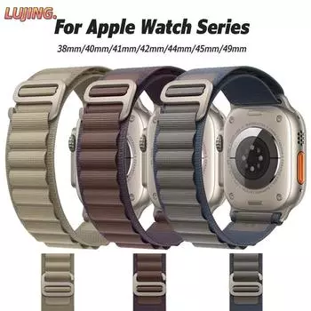 Ремешок Alpine для Apple Watch, ремешок 49 мм, 45 мм, 41 мм, 44 мм, 40 мм, 38 мм, 42 мм, нейлоновый ремешок для часов, браслет, ремень iwatch series 5 SE 6 7 8 9 Ultra2 For 38mm 40mm 41mm синий