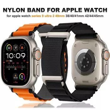 Ремешок Alpine Loop для Apple Watch Ultra 2, 49 мм, 45 мм, 44 мм, 42 мм, 41 мм, 38 мм, 40 мм, нейлоновый браслет для Iwatch Series 8, 9, 7, 3 SE, 6, 5 38mm 40mm 41mm чёрный