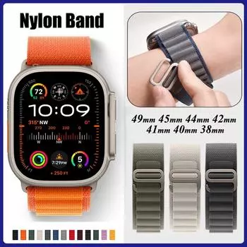 Ремешок Alpine Loop для Apple Watch Ultra 2/Ultra 49 мм 45 мм 41 мм 44 мм 40 мм 42 мм спортивный нейлоновый дышащий ремешок для iWatch Series 9 8 7 SE 6 5 4 3 41mm 40mm 38mm for apple watch черный белый