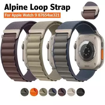 Ремешок Alpine Loop для браслетов Apple Watch iWatch Ultra2 Series 9 8 7 6 5 3 SE 3 2 1 49 мм, 44 мм, 40 мм, 45 мм, 41 мм, 42 мм 38 мм Ремешок Ultra 38mm 40mm 41mm темно-синий