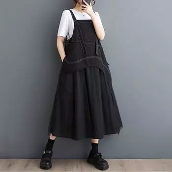 Ремешок без рукавов, сетчатое винтажное новое платье больших размеров для женщин, повседневное свободное длинное летнее платье