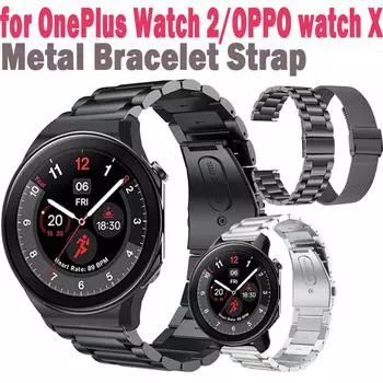 Ремешок-браслет 22 мм для OnePlus Watch 2 Smartwatch, ремешок из нержавеющей стали для OPPO Watch X, металлический браслет Correa