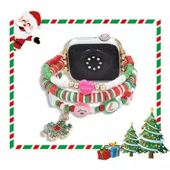 Ремешок-цепочка для часов из нержавеющей стали, украшение для Apple Watch Ultra 8, 7, 6, 5, 4, 3, Рождество