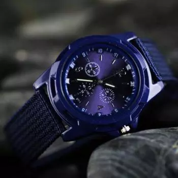 Ремешок Часы Армия Солдат Наручные Часы Военные Холст Спортивные Кварцевые Часы Ткань Аналоговый Аксессуар кофейный