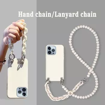 Ремешок через плечо, ожерелье с жемчужной цепочкой, чехол для телефона для Iphone 13 12 11 Pro Max 5G XR 8, мягкая силиконовая защитная задняя крышка для Iphone 13 12 Mini X 7 For Iphone 13 Pro чёрный