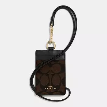 Ремешок Coach Id из канвы Signature золотисто-коричневый черный