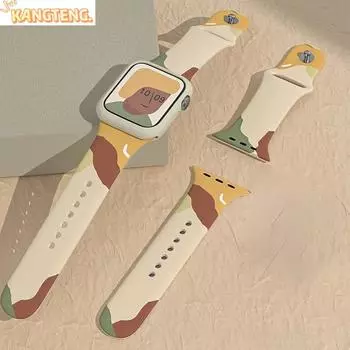 Ремешок для Apple Watch Apple Watch Morandi Силиконовый ремешок с цветным принтом Подходит для ремешка Iwatch Se/7/8
