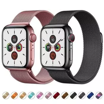 Ремешок для Apple Watch Band 44 мм 40 мм, металлический браслет из нержавеющей стали с магнитной петлей, ремешок Apple Watch 3 4 5 6 Se 42/44MM