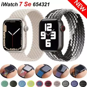 Ремешок для Apple Watch Band 44 мм, 40 мм, 45 мм, 41 мм, 42 мм, 38 мм, 49 мм, браслет из эластичной ткани с петлей Solo, iWatch series 7, 3, 5 SE, 6, 8 Ultra