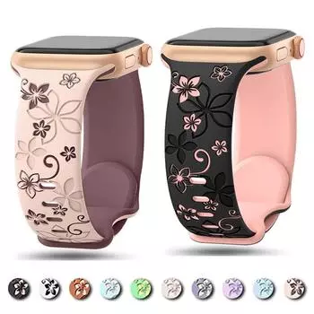 Ремешок для Apple Watch Band 49 мм 46 мм 45 мм 44 мм 42 мм 41 мм 40 мм 38 мм гравированный силиконовый браслет Correa Series 10 9 8 7 SE 6 5 Ultra2 38mm 40mm 41mm