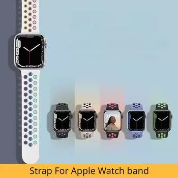 Ремешок для Apple Watch, ремешок 44 мм, 40 мм, 49 мм, 45 мм, 41 мм, 42 мм, 45 мм, силиконовый спортивный браслет Correa iWatch Series Ultra 8 SE 7 6 5 4 3 Band 42mm 44mm 45mm 49mm чёрный