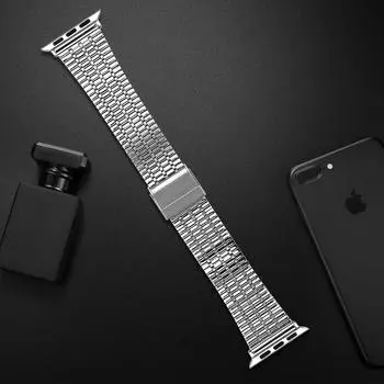Ремешок для Apple Watch Series 40 мм, 42 мм, 44 мм, 38 мм, роскошный ремешок для часов из нержавеющей стали для iWatch Ultra 9, 8, 7, 6, 5, 4, 3, 2, 1 SE, 49 мм, ремешок со складной застежкой 38 40mm серебряный