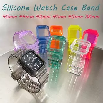 Ремешок для Apple Watch Ultra 2 49 мм 42 мм 44 мм 40 мм Интегрированный ремешок с защитным бампером TPU 45 мм 41 мм для Apple Watch Series 9 8 7 6 5 4 3 2 1 42-44-45mm розовый