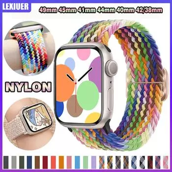 Ремешок для Apple Watch Ultra 2/Ultra 49 мм, регулируемый эластичный мягкий нейлоновый спортивный ремешок для iWatch Series 10 9 8 7 se 6 5 4 3, женский, 46 мм 45 мм 42 мм 41 мм 40 мм 42mm 41mm 40mm 38mm for apple watch