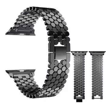 Ремешок для Apple Watch Ultra 49 мм 10 9 8 7 6 45 мм 41 мм ремешок для часов IWatch 44 мм 40 мм 42 мм 46 мм браслет из нержавеющей стали с рыбьей чешуей iwatch 1-2-3 42mm чёрный