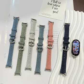 Ремешок для браслета Xiaomi Mi Band 9, модный сменный браслет Miband 8 NFC Correa Mi Band 8, холщовые ремешки xiaomi band 9/8 синий