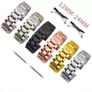 Ремешок для часов 12 мм, 13 мм, 14 мм, 15 мм, 16 мм, 17 мм, 18 мм, 19 мм, 20 мм, 21 мм, 22 мм, 23 мм, 24 мм, металлический ремешок для часов из нержавеющей стали 19mm серебряный
