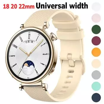 Ремешок для часов 18, 20, 22 мм, силиконовый ремешок для часов Garmin Huawei Watch GT4 41 мм/GT3 Pro 43 мм/GT3 42 мм, умные часы, женские ремешки для девочек, браслет, часы samsung 6 Universal 18mm width чёрный