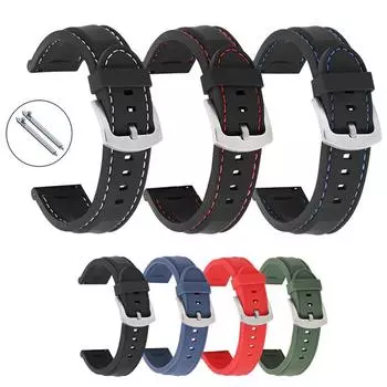 Ремешок для часов 18-24 мм, резиновый, для мужчин и женщин, водонепроницаемый, быстросъемный, браслет, пряжка из нержавеющей стали 18mm