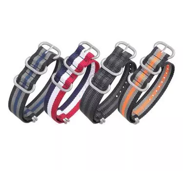 Ремешок для часов 18-24 мм, универсальный нейлоновый холстовый ремешок для часов, прочный ремешок, мужской водонепроницаемый браслет с пряжкой и кольцом на запястье 18mm