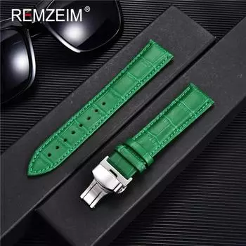 Ремешок для часов 18 мм 20 мм 22 мм 24 мм Высококачественный ремешок с бамбуковым узором и пряжкой-бабочкой Деловой повседневный ремешок для часов Аксессуары для часов Зеленый 22mm