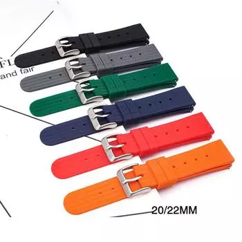 Ремешок для часов 20 мм 22 мм резиновый мужской водонепроницаемый быстросъемный резиновый браслет на запястье 20mm
