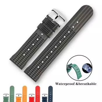 Ремешок для часов 20 мм 22 мм Мягкий резиновый ремешок для универсальных мужских часов для дайвинга 22mm чёрный