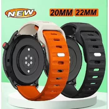 Ремешок для часов 20 мм 22 мм для Amazfit Bip 3 3Pro GTR 2 3 4 GTS 2e 3 4 4mini, силиконовый ремешок для Samsung Galaxy Watch3 4/5/5Pro 42 20MM Width чёрный